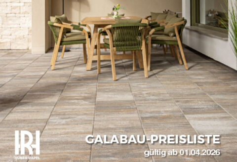 Cover der Preisliste für Galabau der Marke Hubertstein